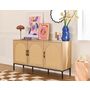 Voir la diapositive 2 : BEST MOBILIER Nagato - buffet bas - cannage et effet bois - 150 cm