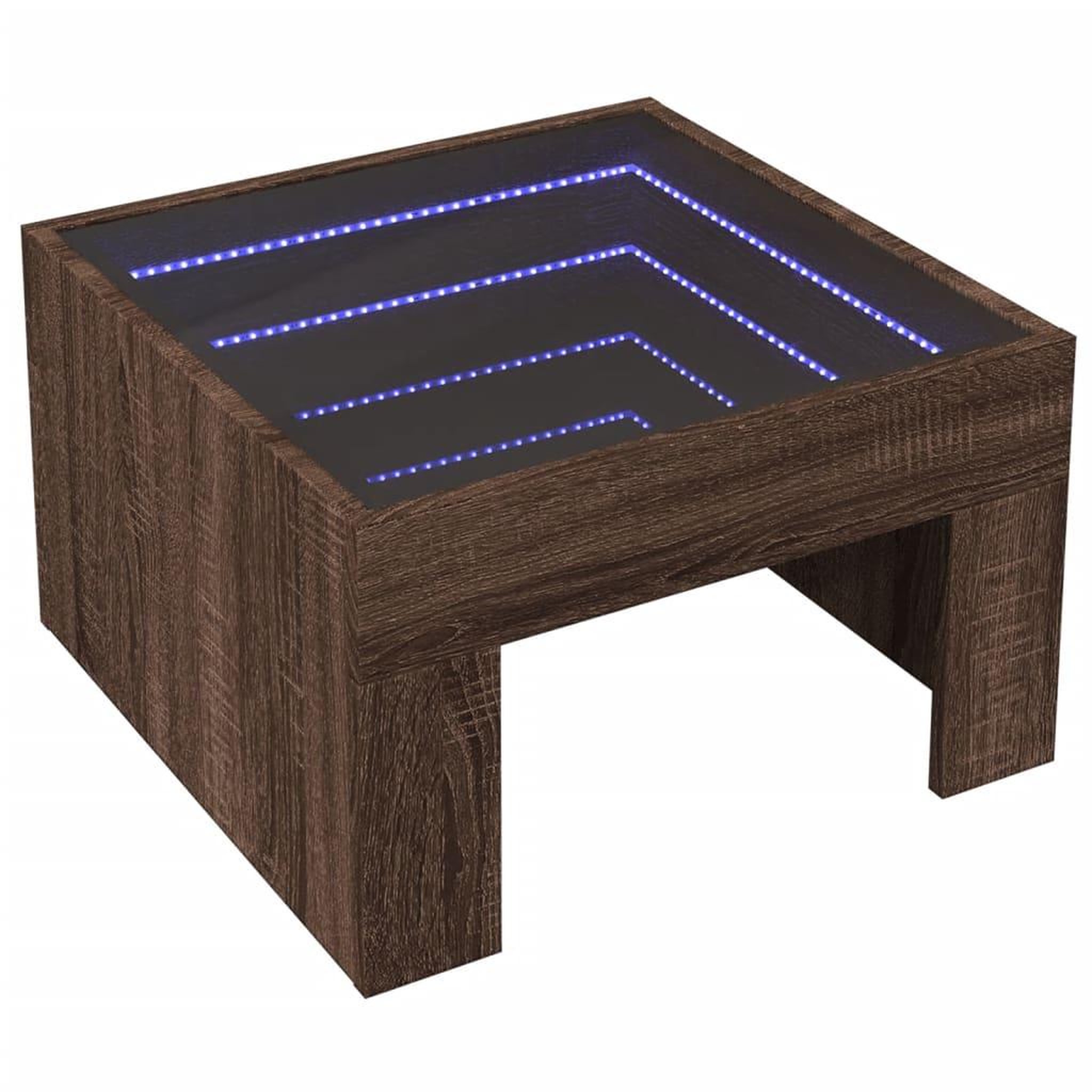 Voir la diapositive 3 : VIDAXL Table basse avec LED infini chene marron 50x50x30 cm