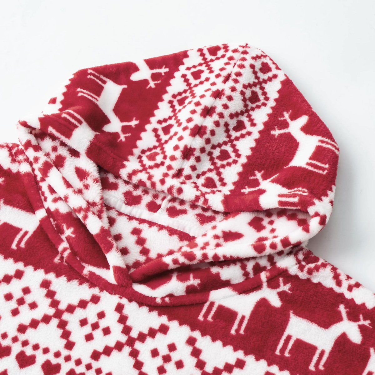 ACTUEL Poncho adulte double face flanelle/sherpa imprimé Noël