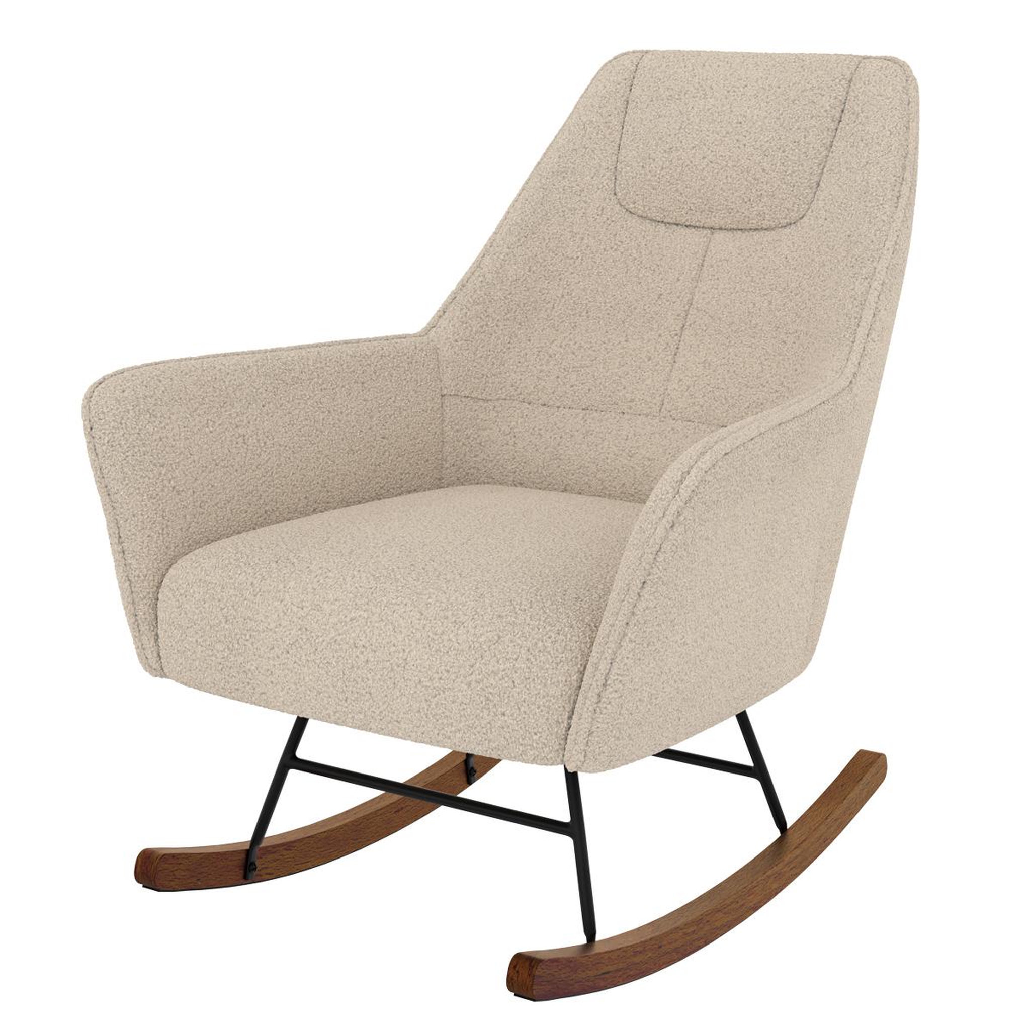Voir la diapositive 2 : Rendez vous déco Rocking-chair blanc effet laine bouclette en tissu - Shaun
