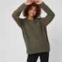 Voir la diapositive 1 : IN EXTENSO Pull col rond vert kaki femme