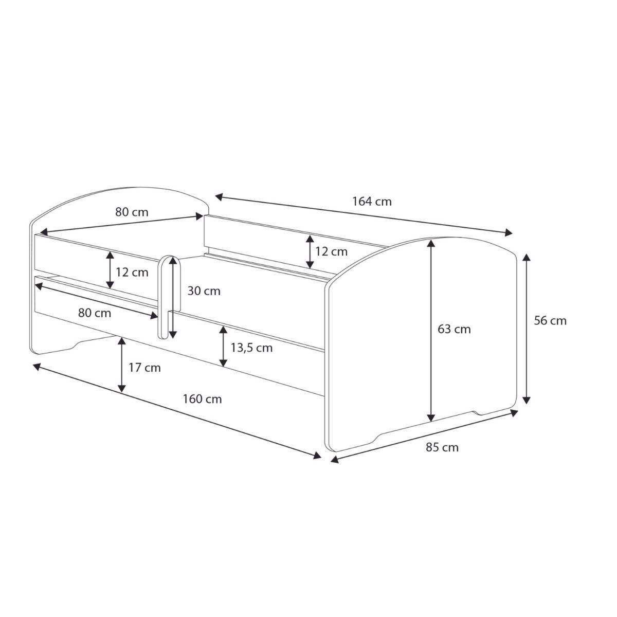KOBI Lit enfant Max 140x70 cm blanc