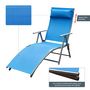 Voir la diapositive 6 : OUTSUNNY Outsunny transat chaise longue bain de soleil pliable dossier inclinable multi-positions têtière fournie 137L x 64l x 101H cm métal époxy textilène bleu