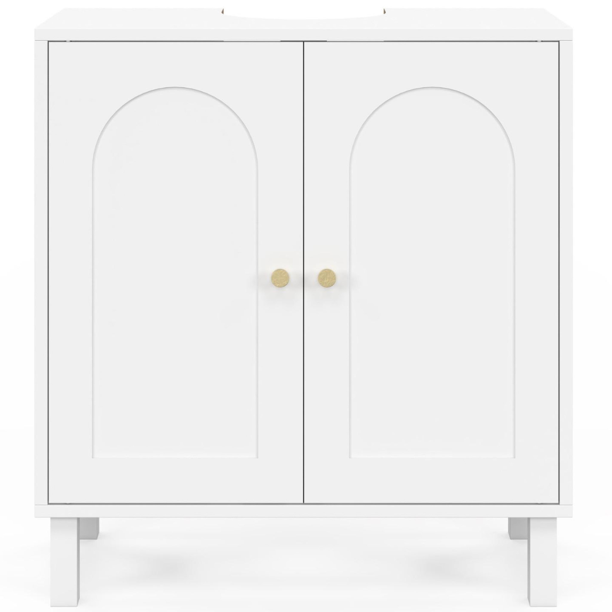 Voir la diapositive 3 : ID MARKET Meuble sous lavabo salle de bain arsene design arche bois blanc