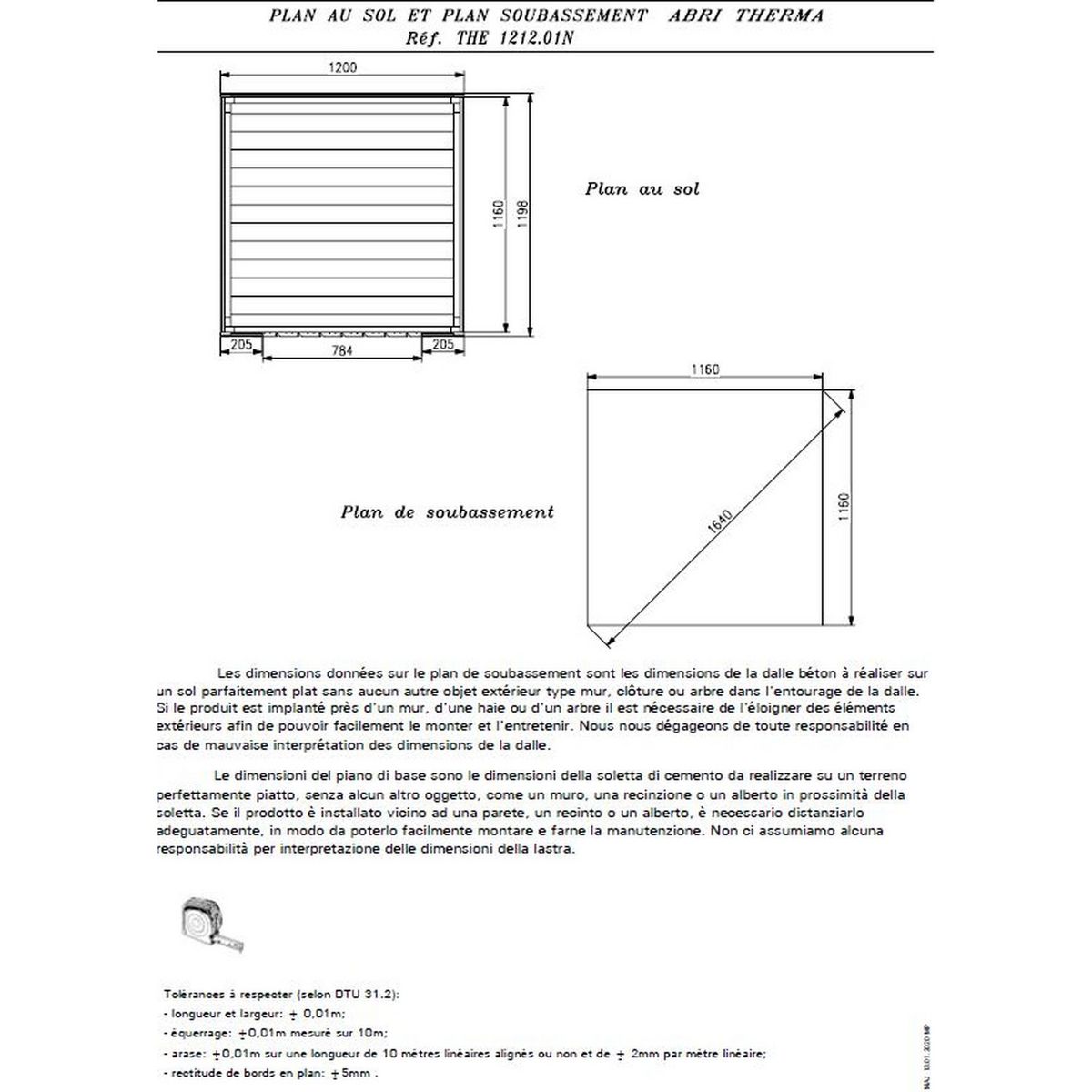 Habrita Abri de jardin bois - Autoclavé - 1,96m²