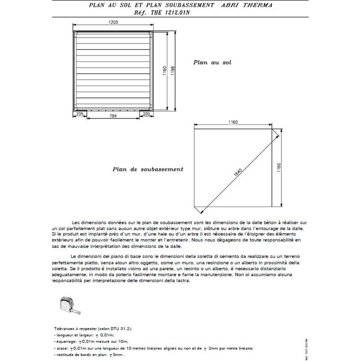 Habrita Abri de jardin bois - Autoclavé - 1,96m²
