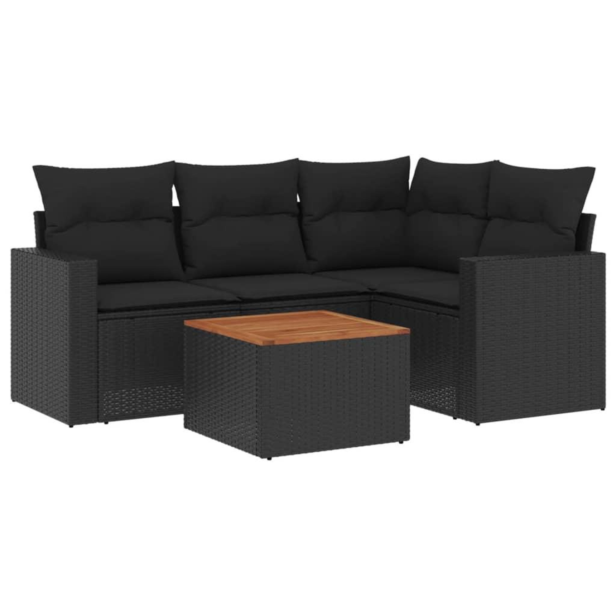Voir la diapositive 2 : VIDAXL Salon de jardin 5 pcs avec coussins noir resine tressee