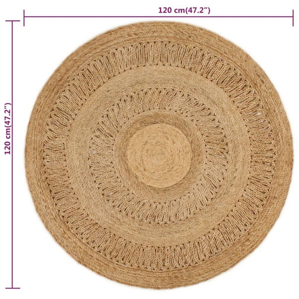 VIDAXL Tapis Jute tresse a la main 120 cm Rond