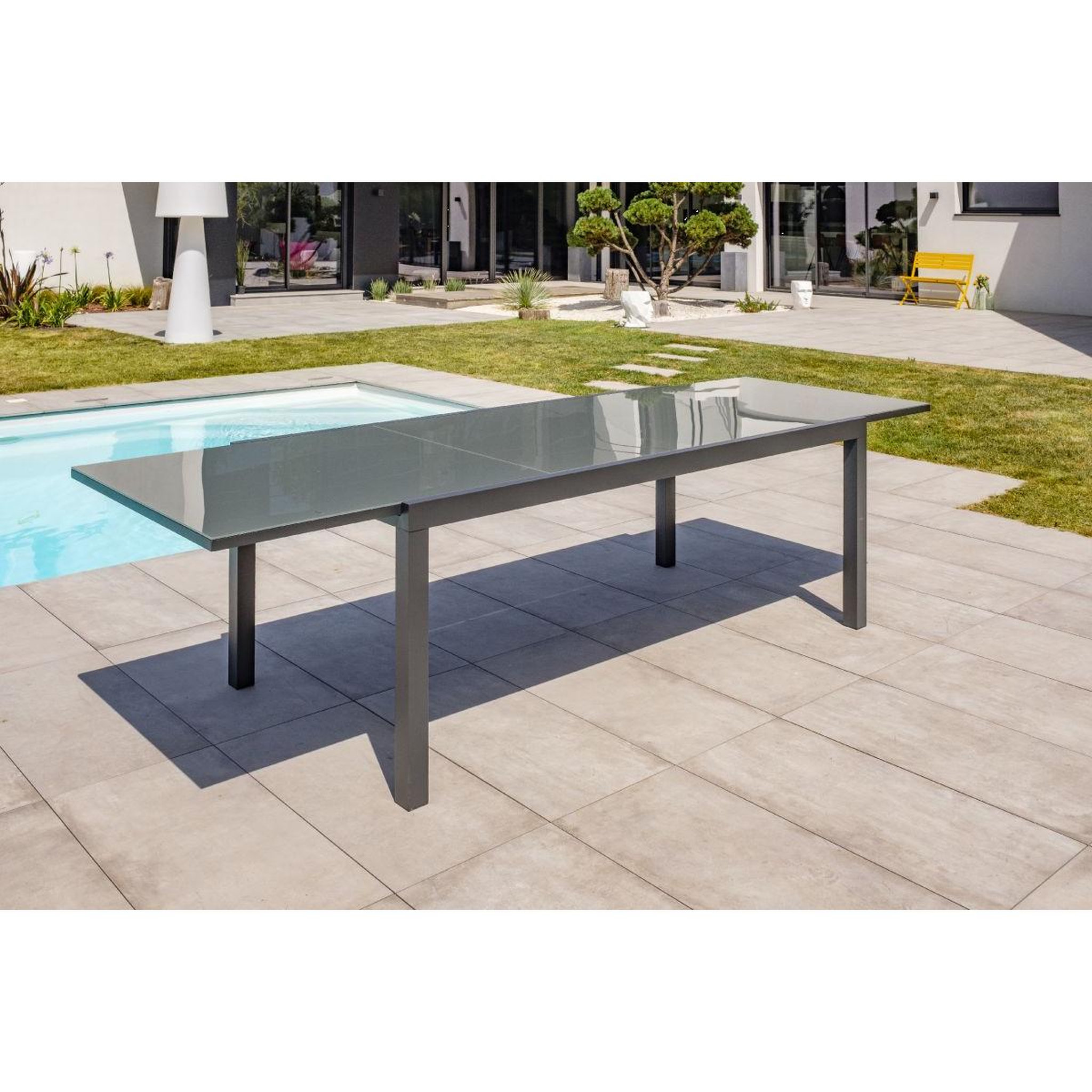 Voir la diapositive 5 : DCB GARDEN Ensemble Table de Jardin 8 Chaises & 2 Fauteuils  Tolede  200-300cm Gris Anthracite