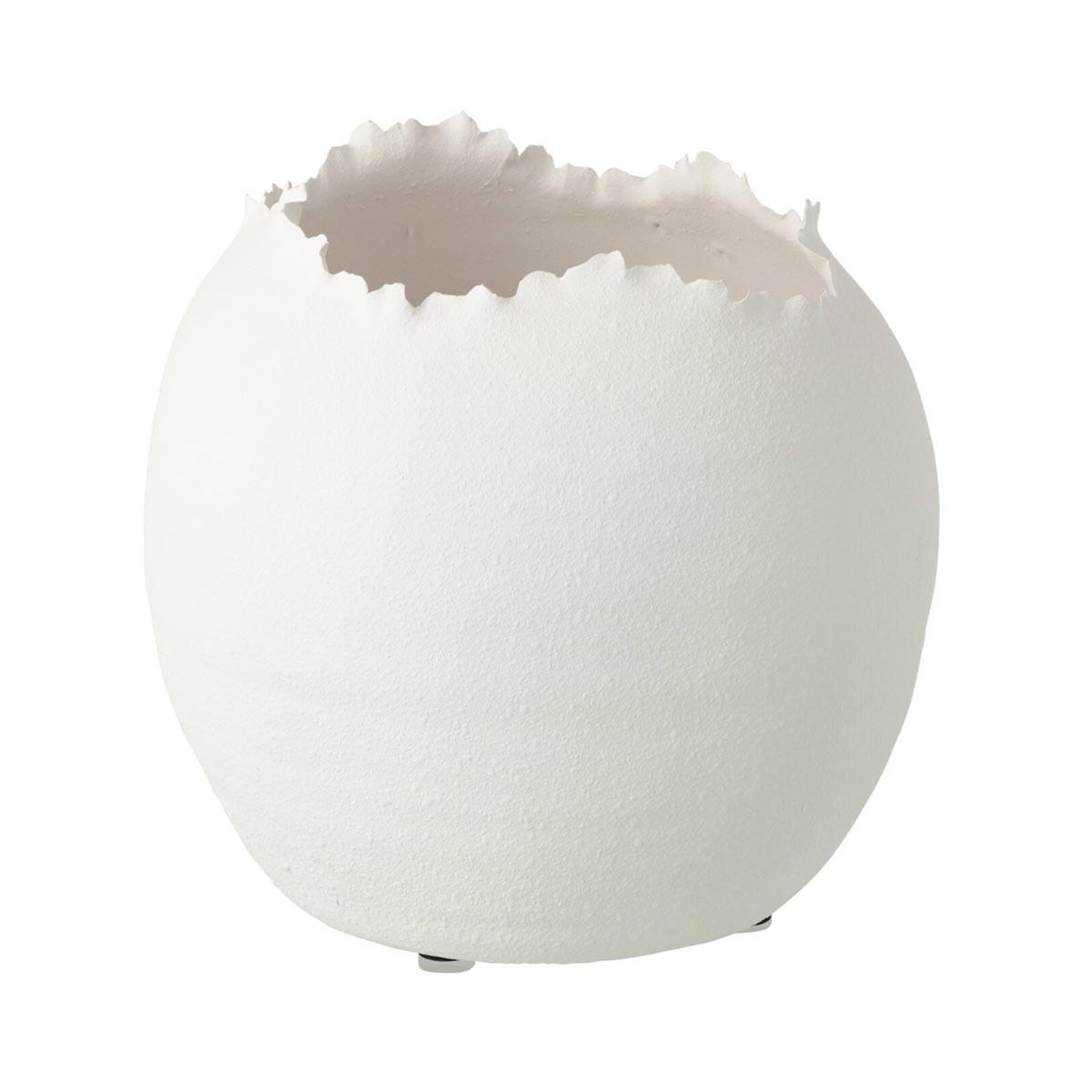 J-LINE Cache-pot irrégulier en argile  justin  29cm blanc