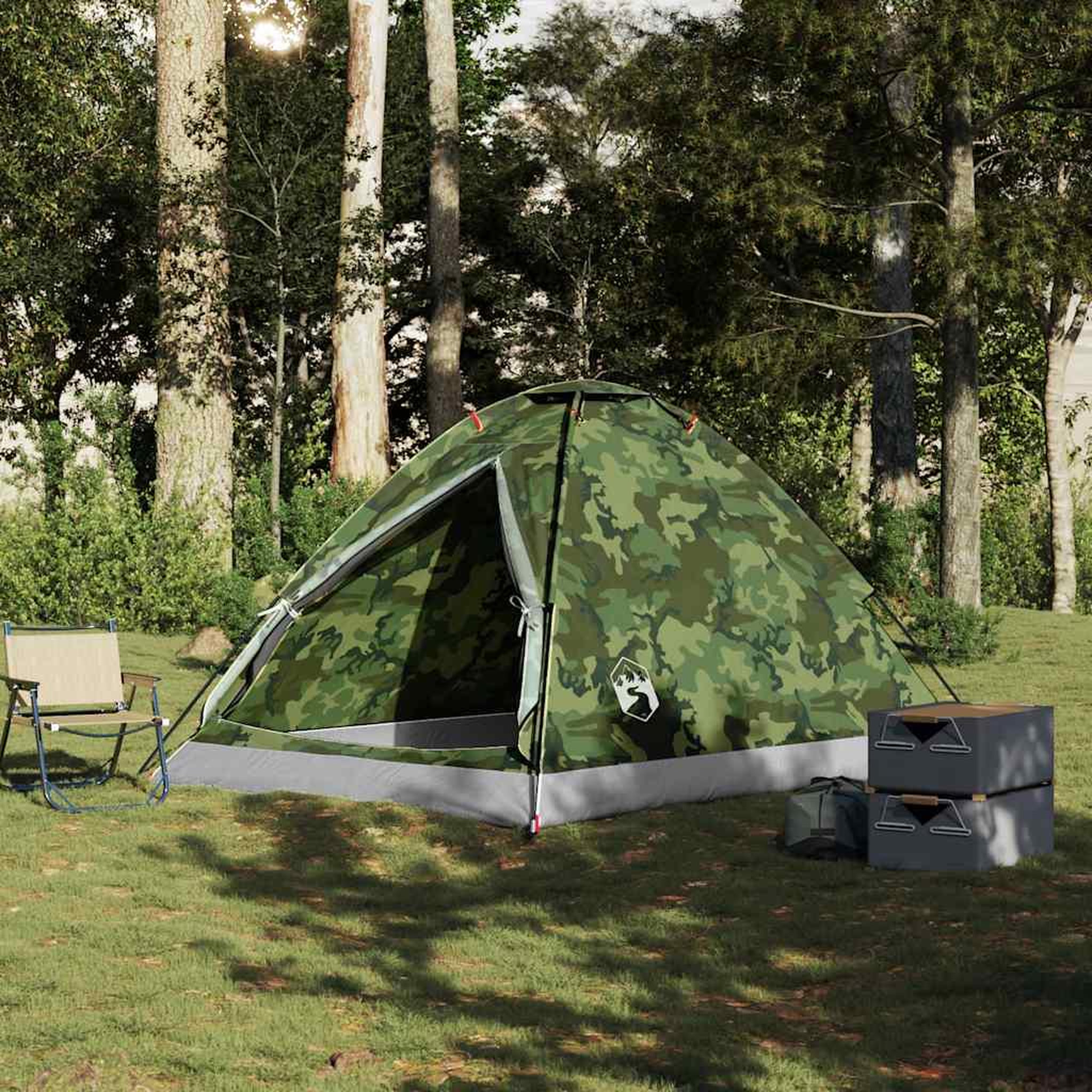 Voir la diapositive 3 : VIDAXL Tente de camping a dome 4 personnes camouflage impermeable