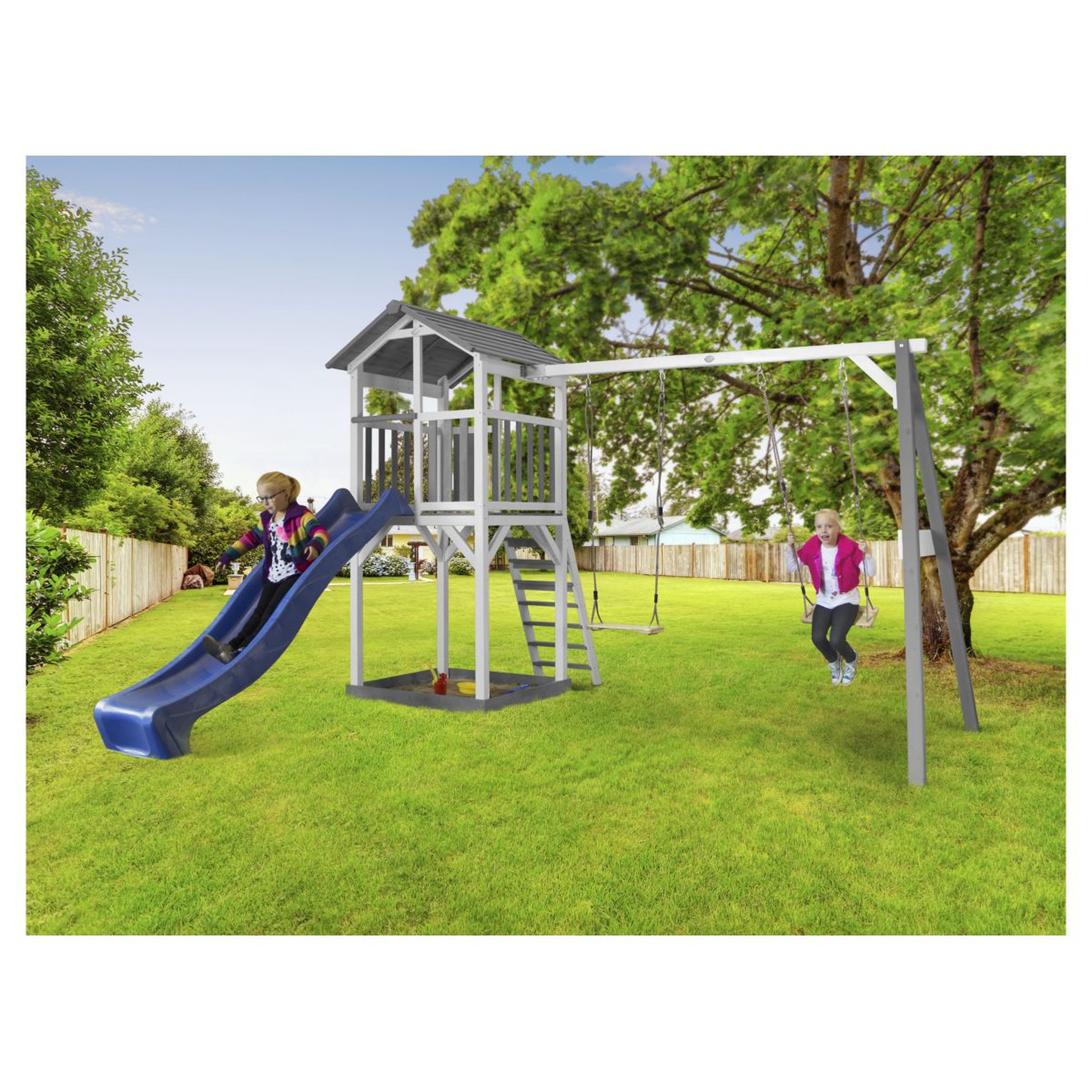 Voir la diapositive 6 : AXI Aire de jeux avec toboggan - Bois - H2,42m - BEACH TOWER