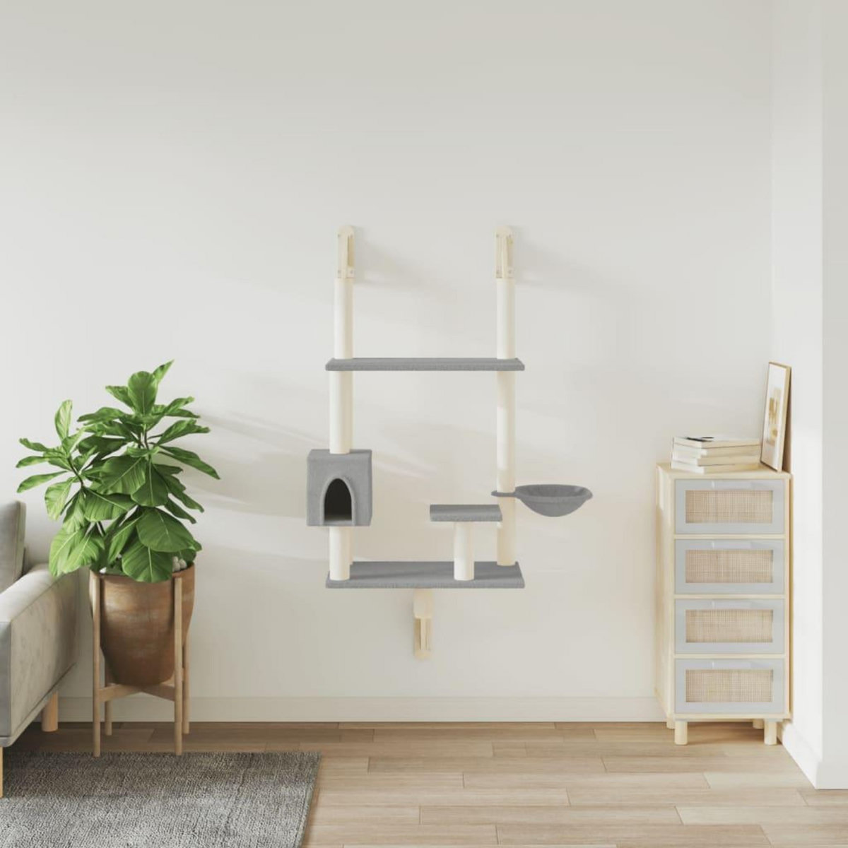 VIDAXL Arbre a chat mural avec griffoir gris clair 153 cm