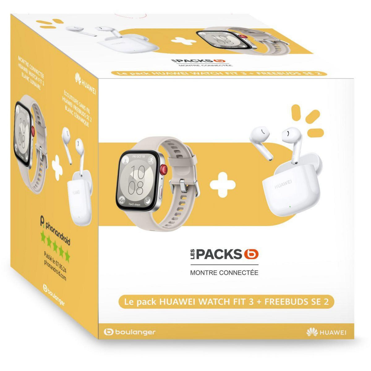 HUAWEI Montre connectée Pack Watch Fit 3 Crème + buds SE 2Blanc