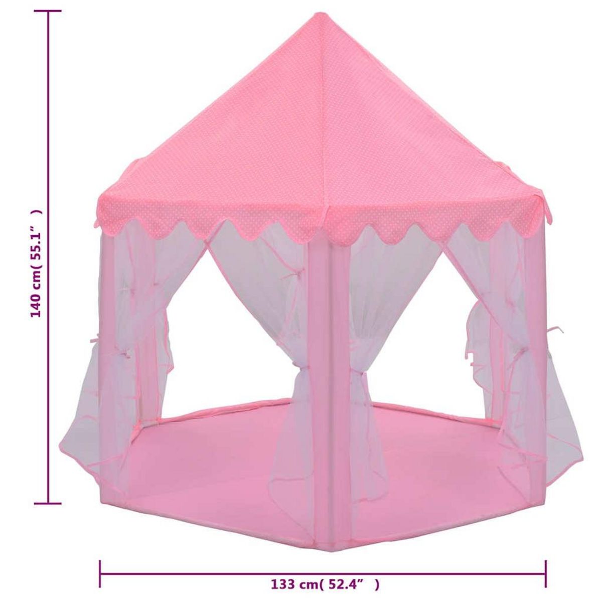 VIDAXL Tente de jeu princesse avec 250 balles Rose 133x140 cm