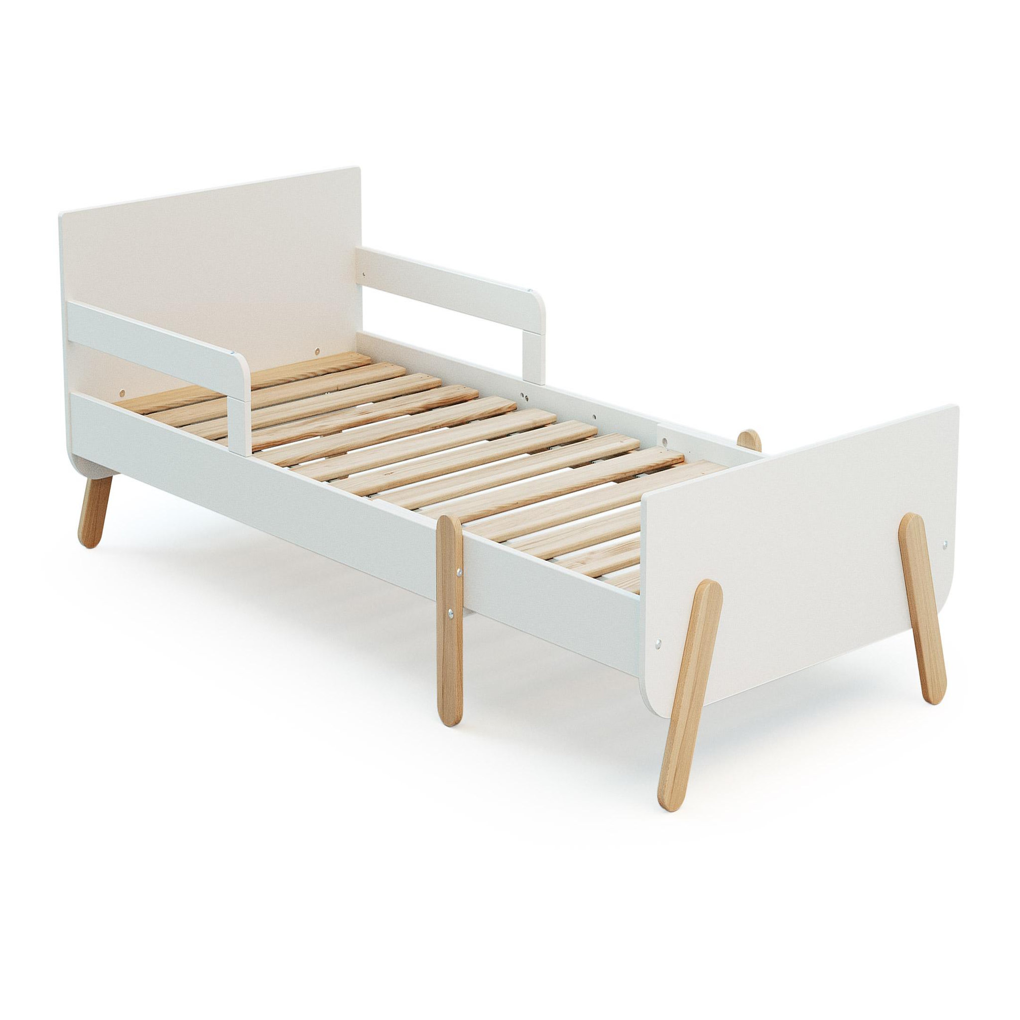Voir la diapositive 3 : WEBABY Lit enfant extensible en bois 80x140-165-190 PIRATE - Blanc