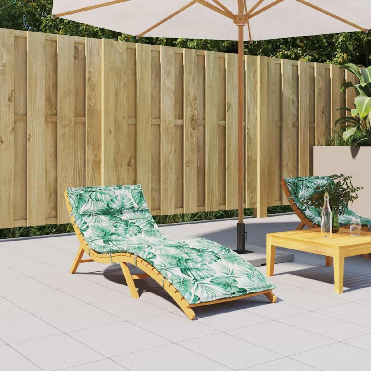 VIDAXL Coussin de chaise longue motif de feuilles 180x60x3 cm