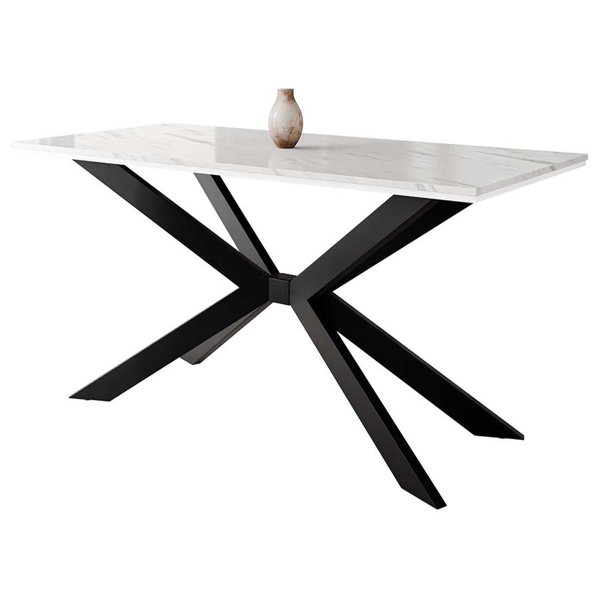 Voir la diapositive 4 : BEST MOBILIER Casey - table à manger - plateau effet marbre - pieds en métal - 4 à 8 personnes