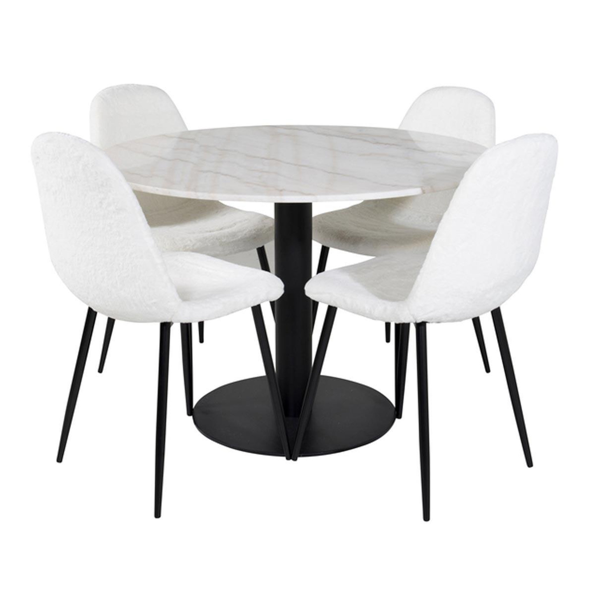 Paris Prix Ensemble Table à Manger & 4 Chaises  Estelle I & Polar I  106cm Blanc