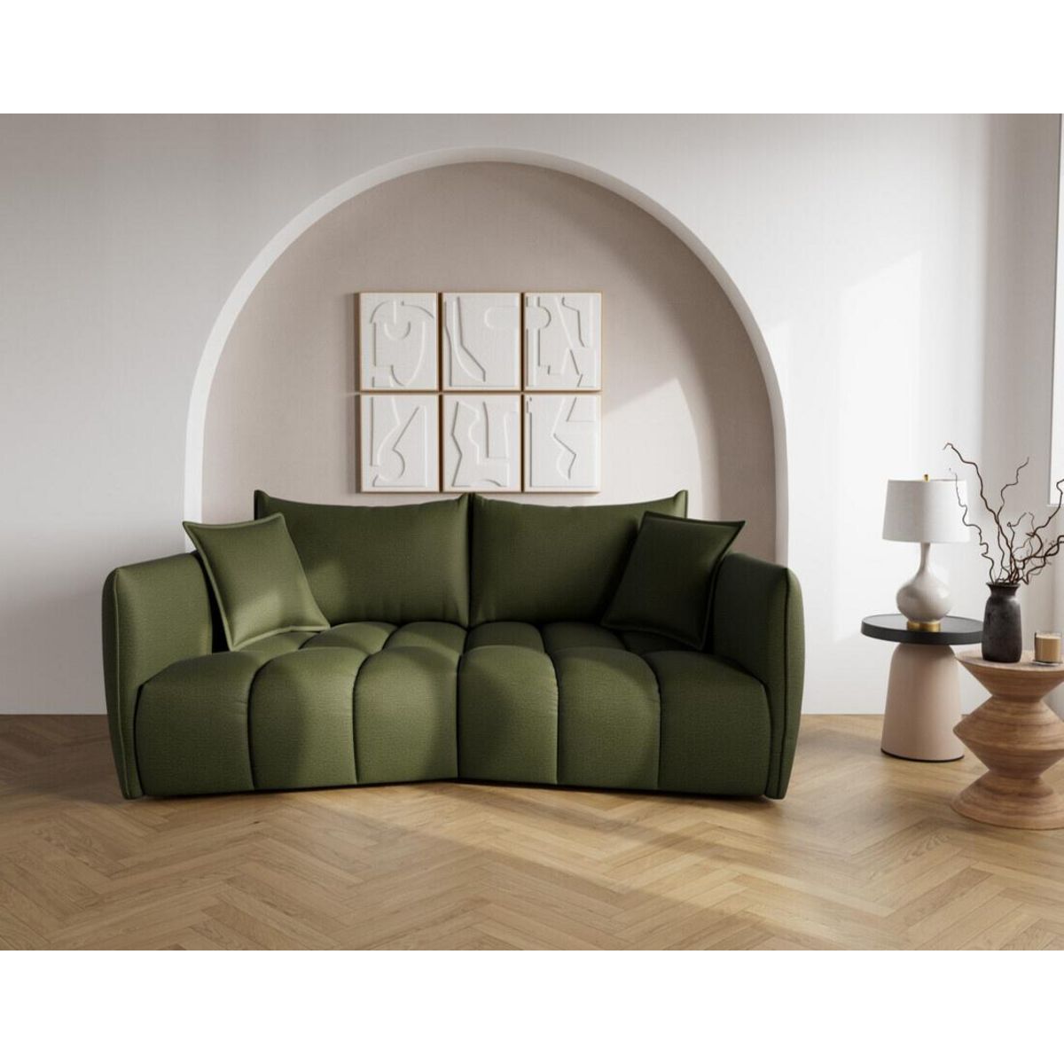 LISA DESIGN Cassiopee - canapé droit 3 places assise profonde en tissu texturé