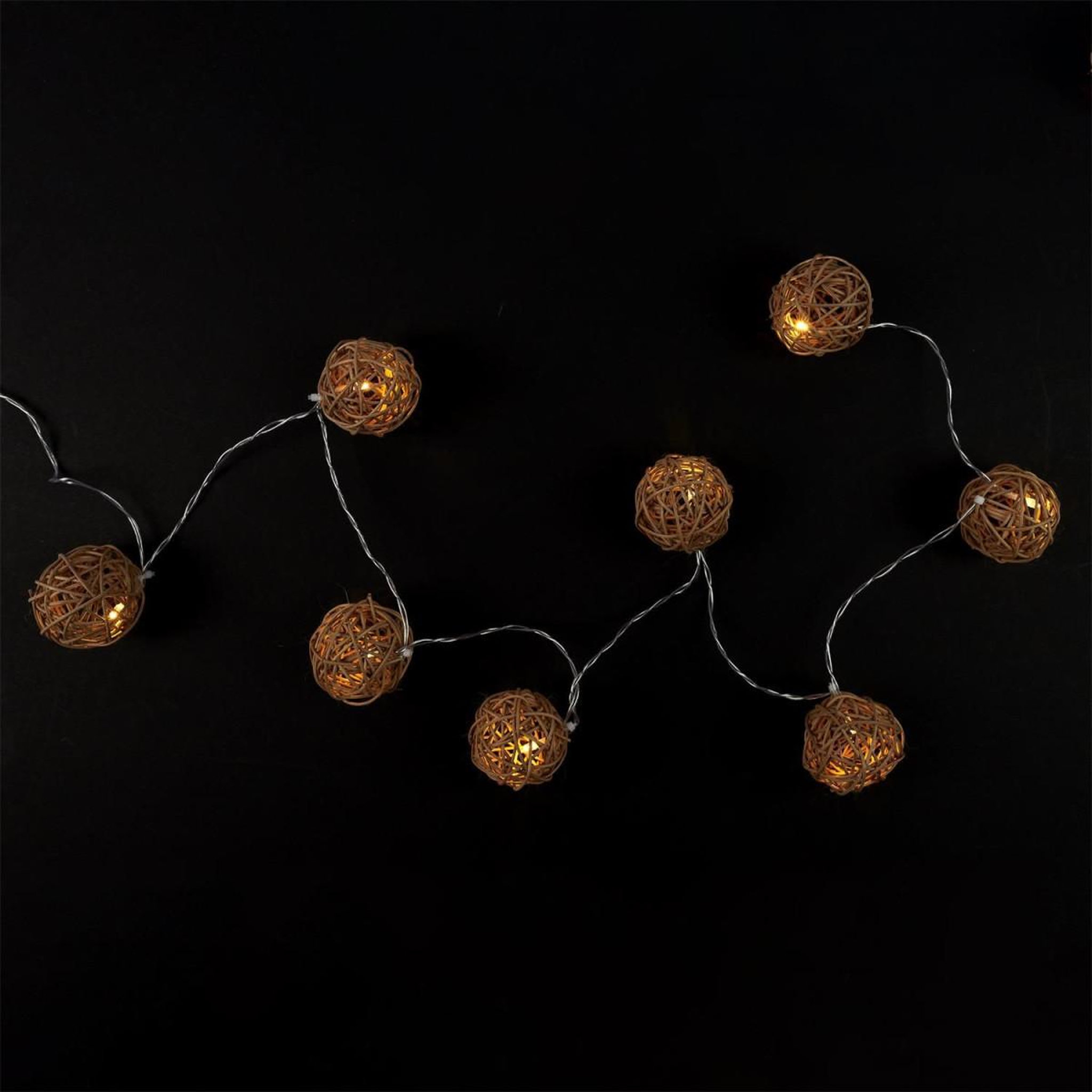 Voir la diapositive 3 : The Home Deco Factory Guirlande lumineuse 8 led  boule rotin  156cm naturel