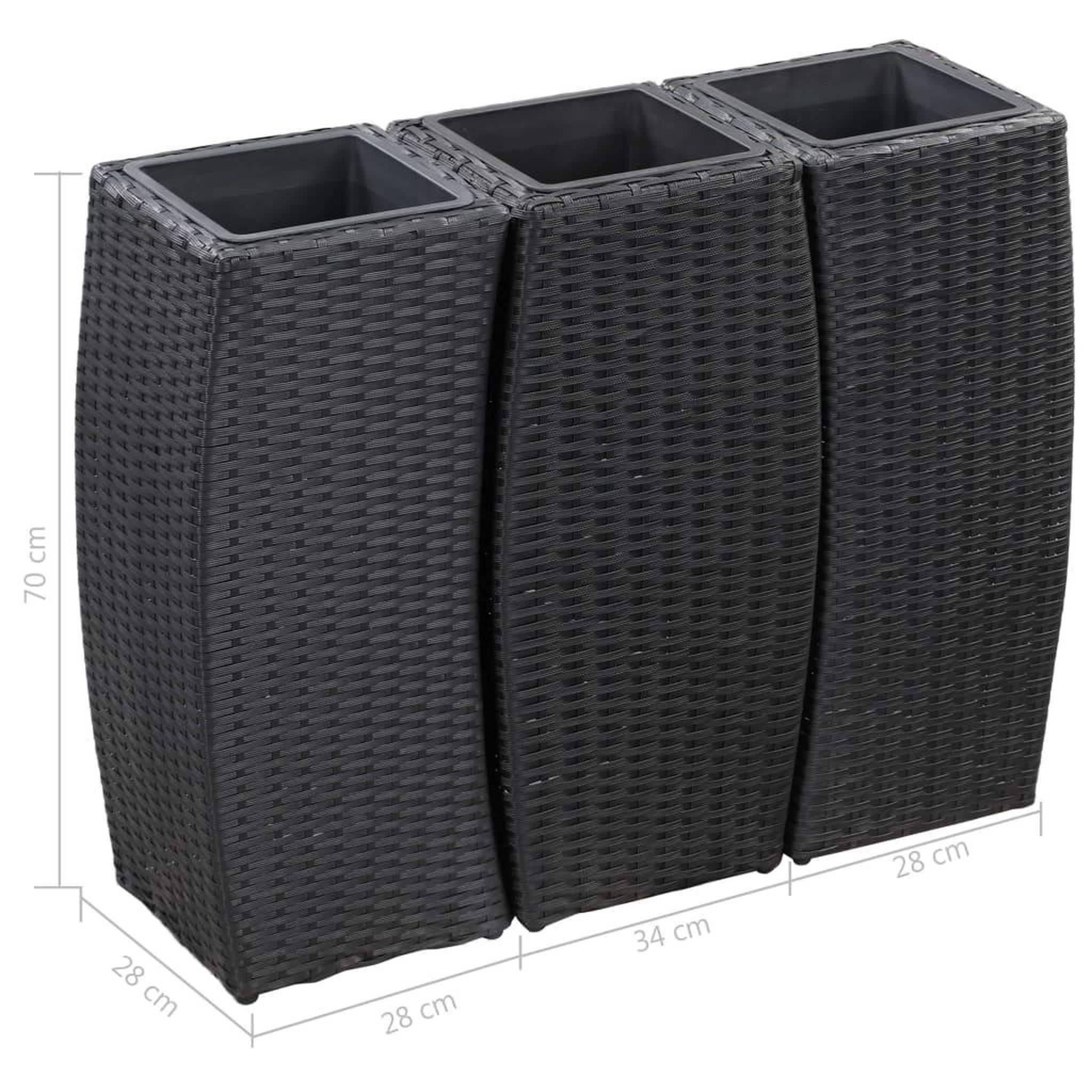 Voir la diapositive 6 : VIDAXL Lits sureleves de jardin 3 pcs Resine tressee Noir