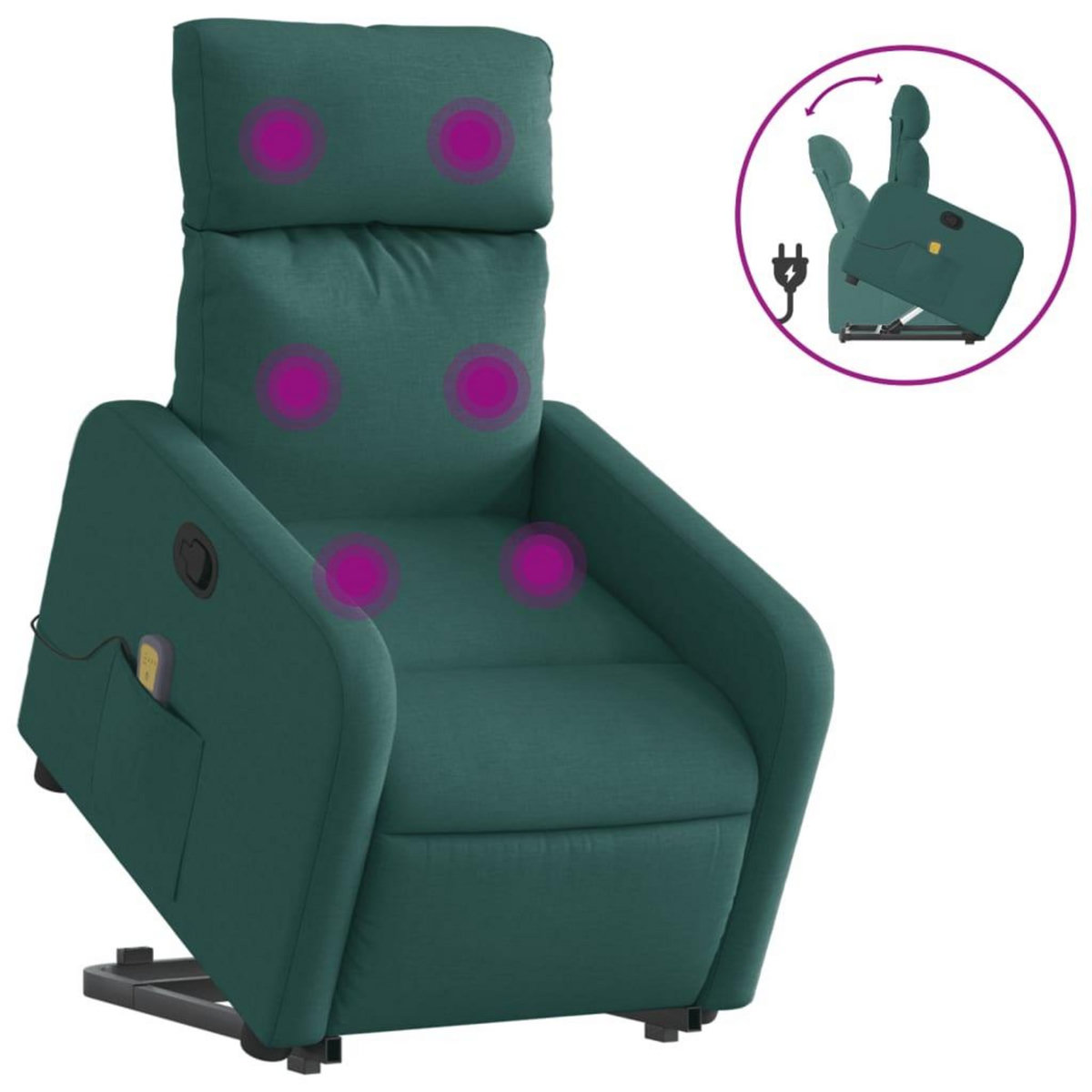 VIDAXL Fauteuil inclinable de massage Vert fonce Tissu