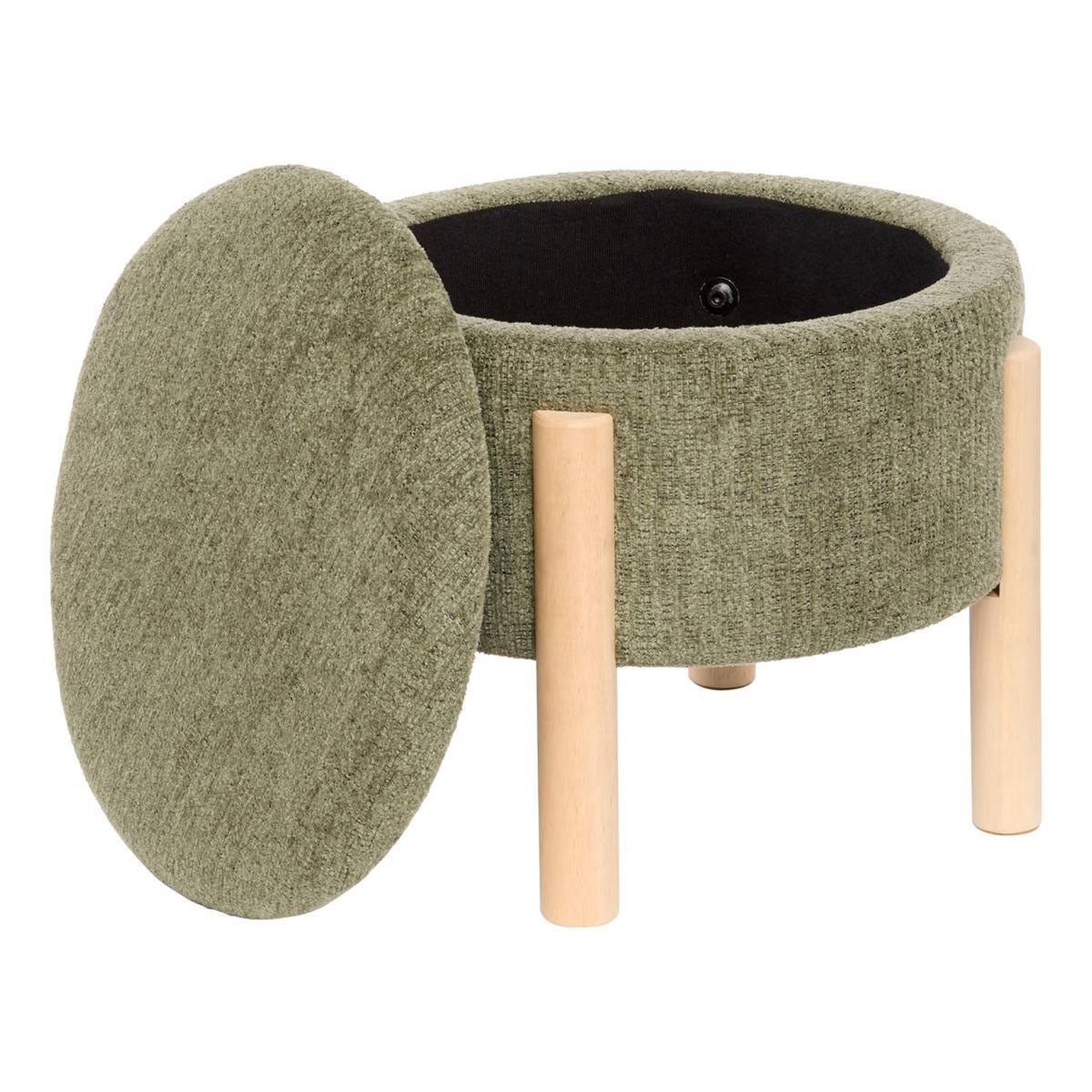 Voir la diapositive 2 : ATMOSPHERA Pouf coffre chenille  elki  45cm kaki