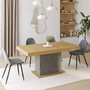 Voir la diapositive 4 : ID MARKET Table à manger extensible rectangle EDEN 6-10 personnes bois et effet béton 160-200 cm