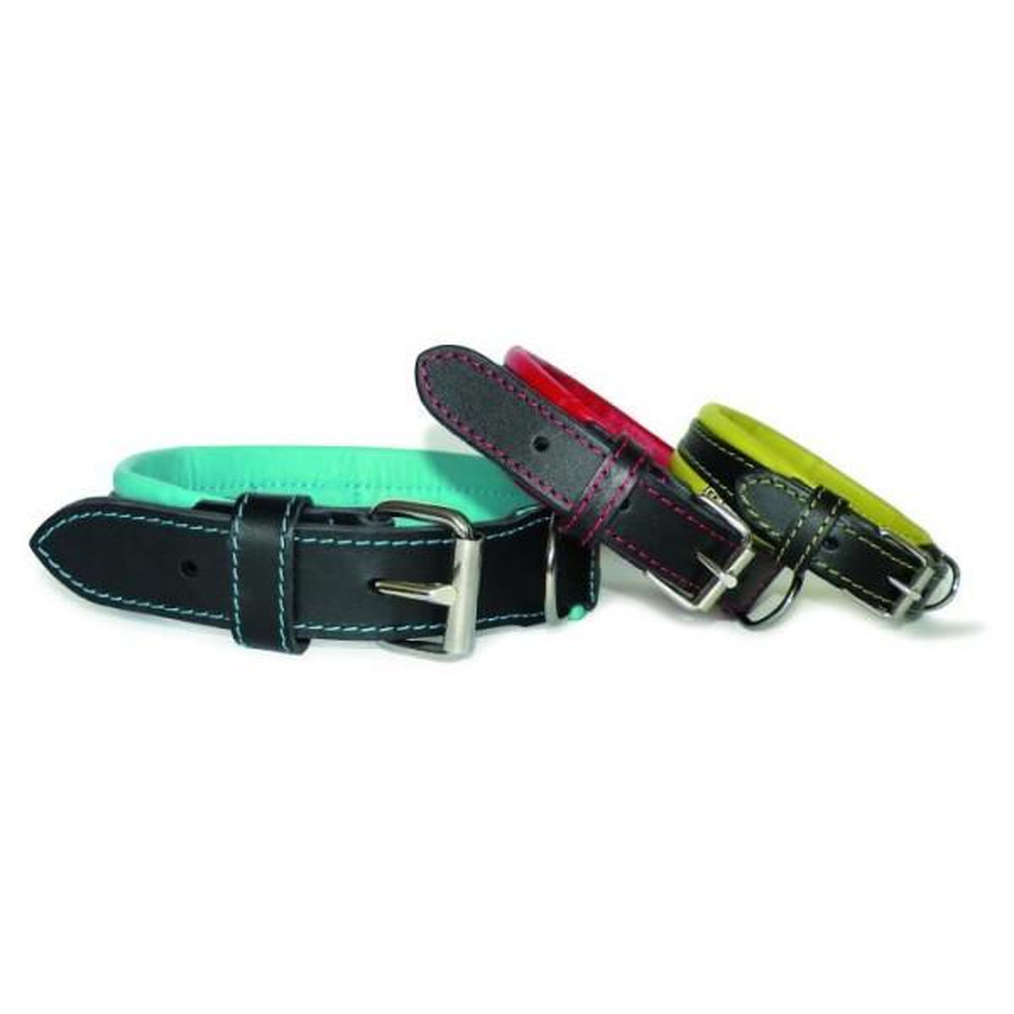 Voir la diapositive 4 : N/A Yago collier en cuir noir et rouge souple et réglable pour moyen chien, taille m 34-43 cm