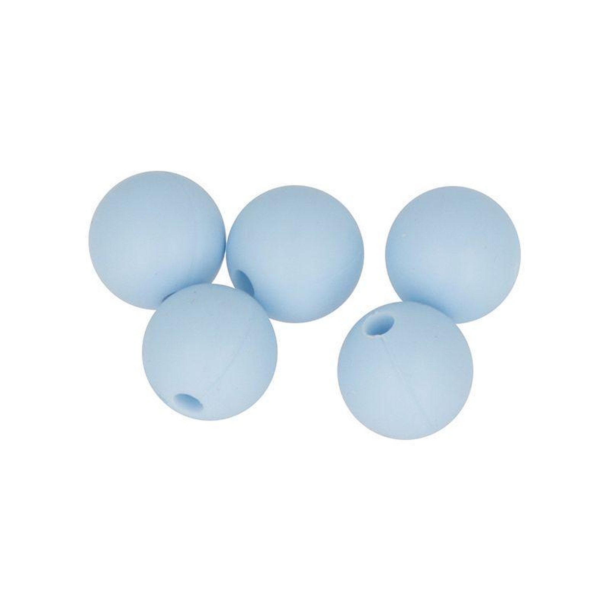 Voir la diapositive 1 : Artemio 5 perles silicone rondes - 10 mm - bleu pastel