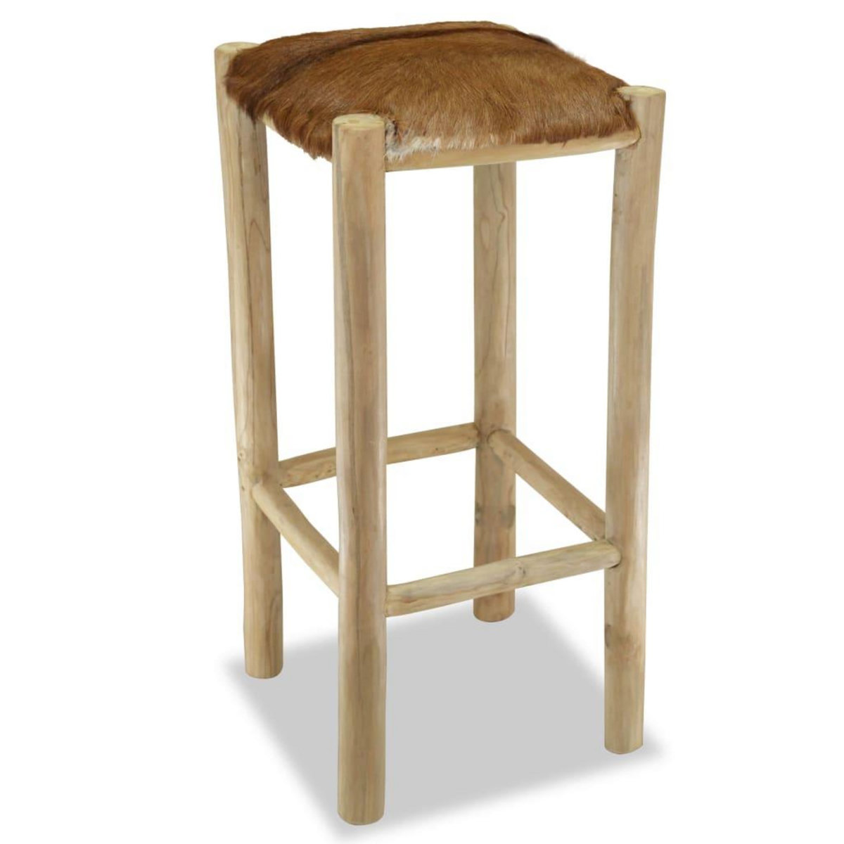 VIDAXL Tabouret de bar Cuir veritable et bois de teck solide