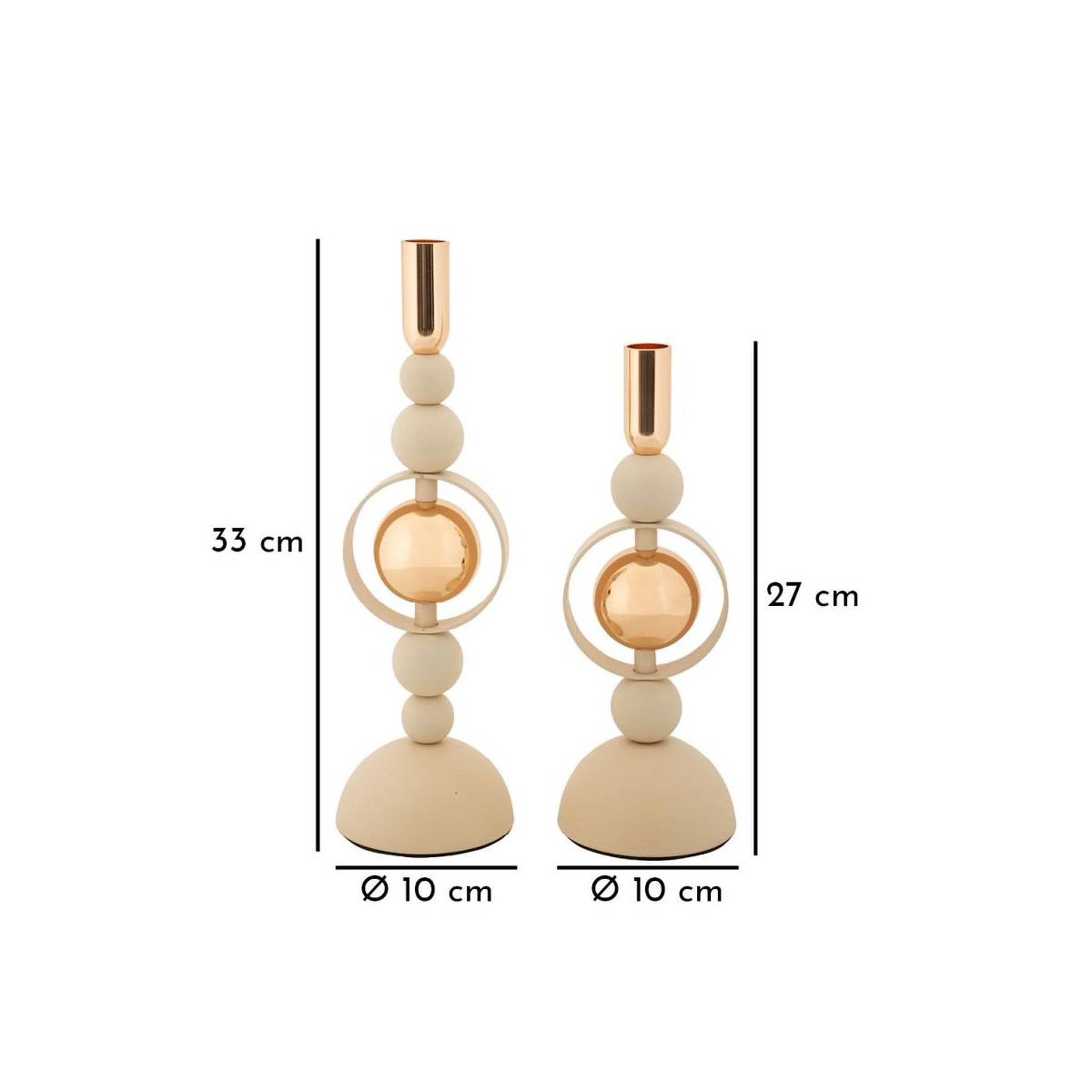 Voir la diapositive 5 : Paris Prix Lot de 2 chandeliers  saturn  33cm crème & or