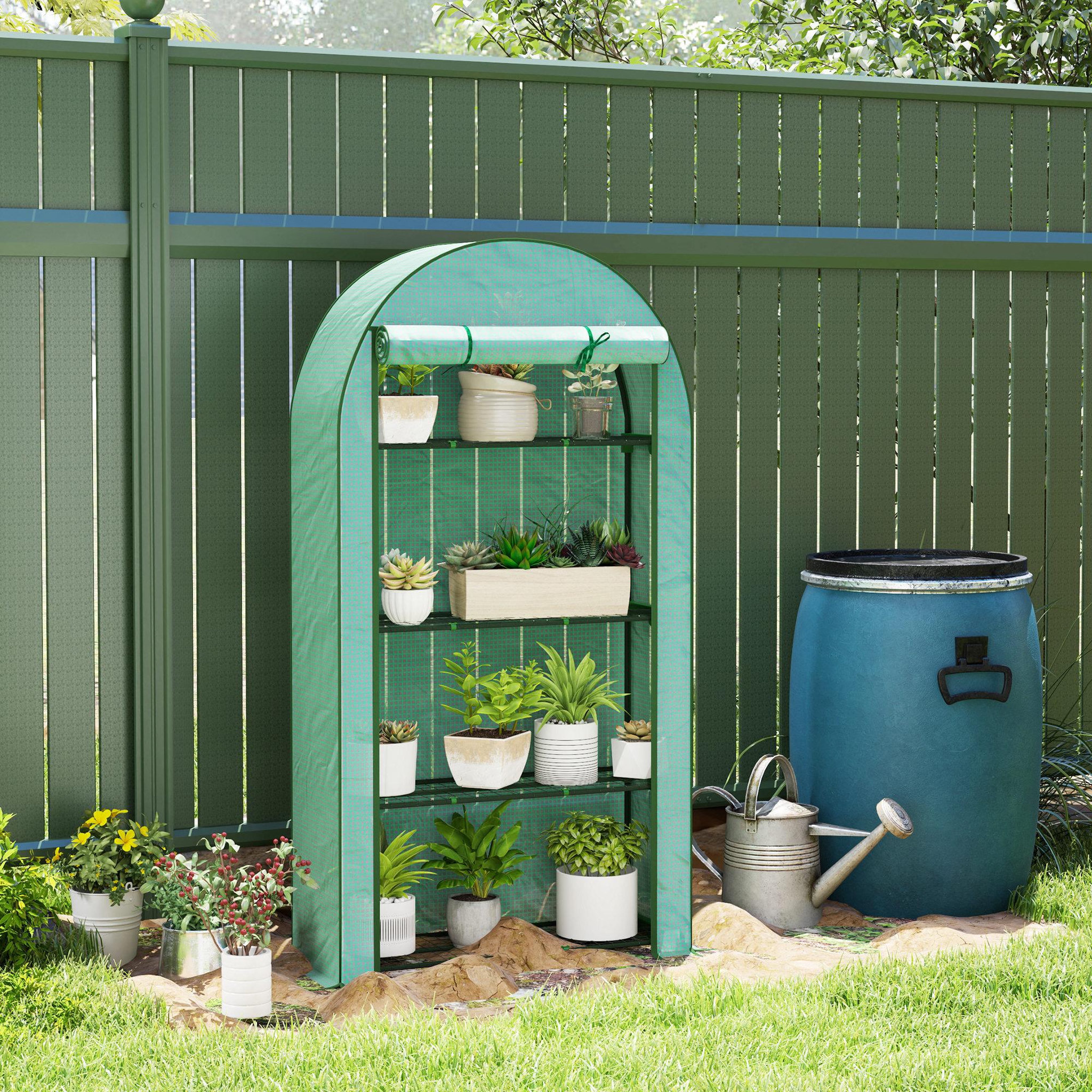 Voir la diapositive 2 : OUTSUNNY Serre de balcon jardin 4 étagères 105 x 45 x 160 cm vert
