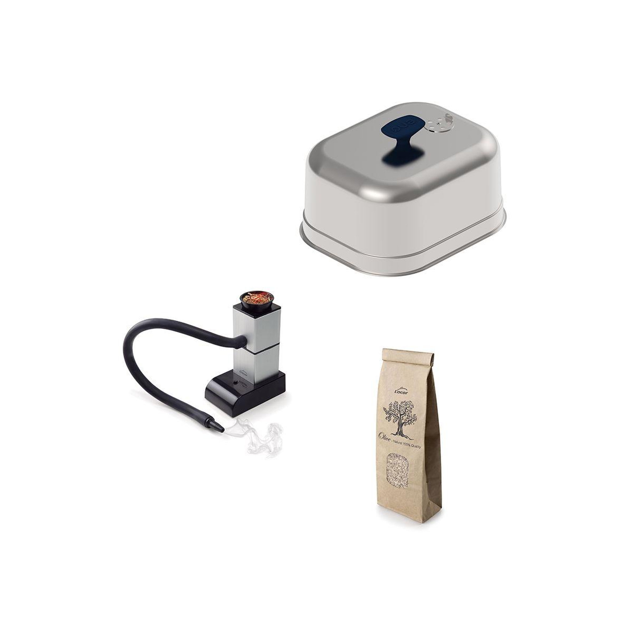 Eno Ustensile plancha fumage a froid avec cloche - inox