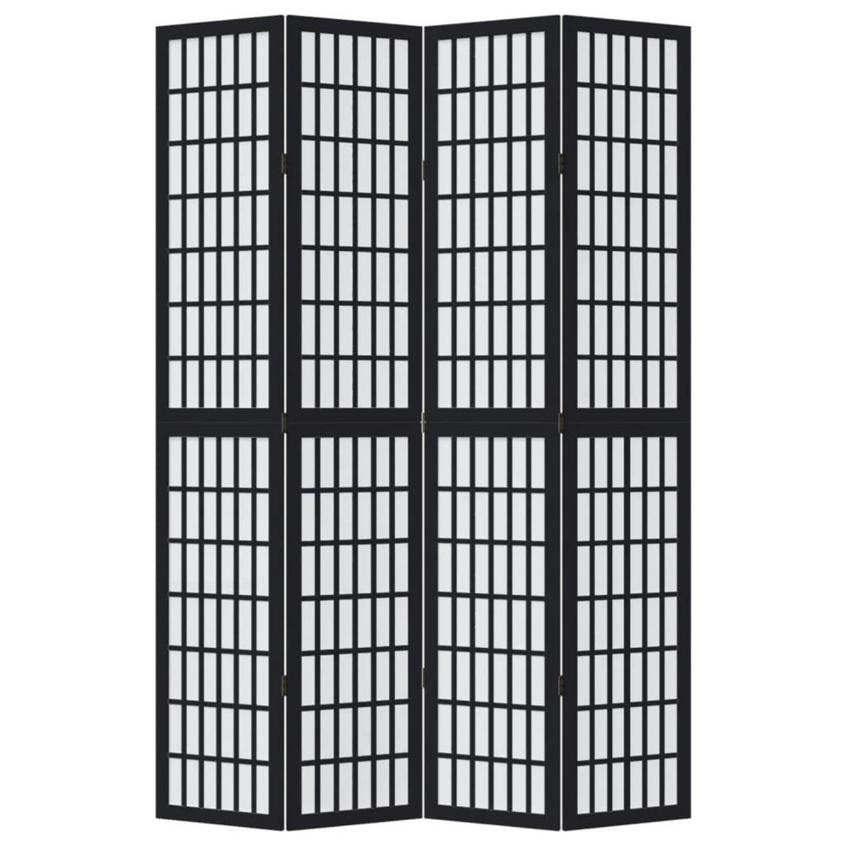 VIDAXL Cloison de separation 4 panneaux noir bois de paulownia massif