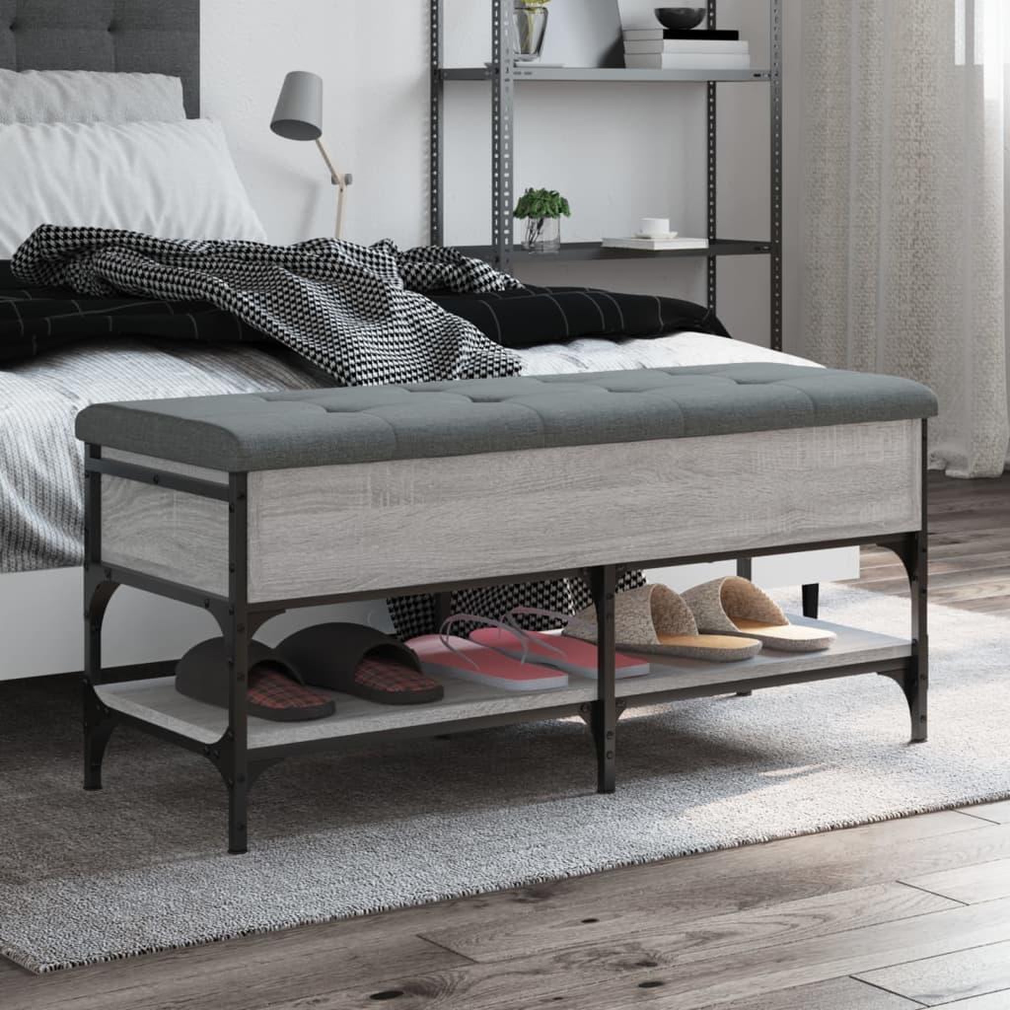VIDAXL Banc a chaussures sonoma gris 102x42x45 cm bois d'ingenierie