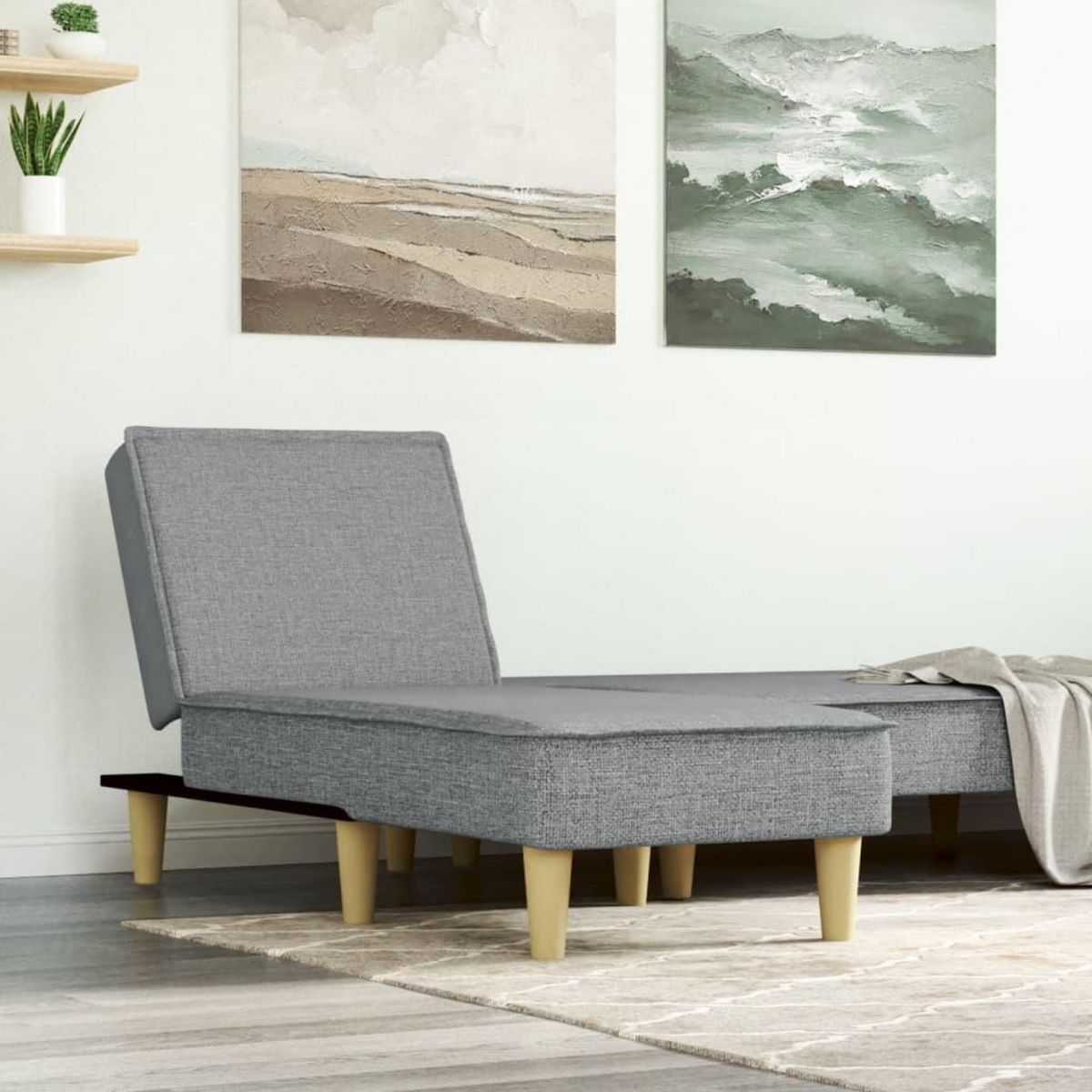 VIDAXL Chaise longue gris clair tissu