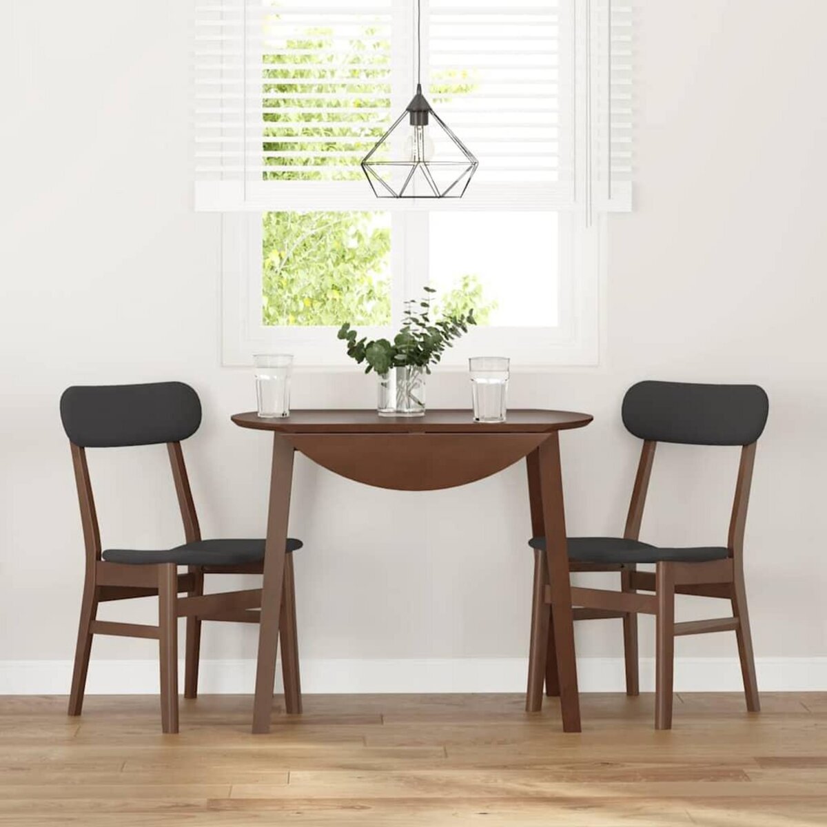 VIDAXL Chaises a manger coussins 2 pcs marron bois massif caoutchouc