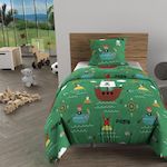 SOLEIL D'OCRE Parure housse de couette PIRATES, 100% coton 57 fils/cm2, par Soleil d'Ocre. Coloris disponibles : Bleu, Vert