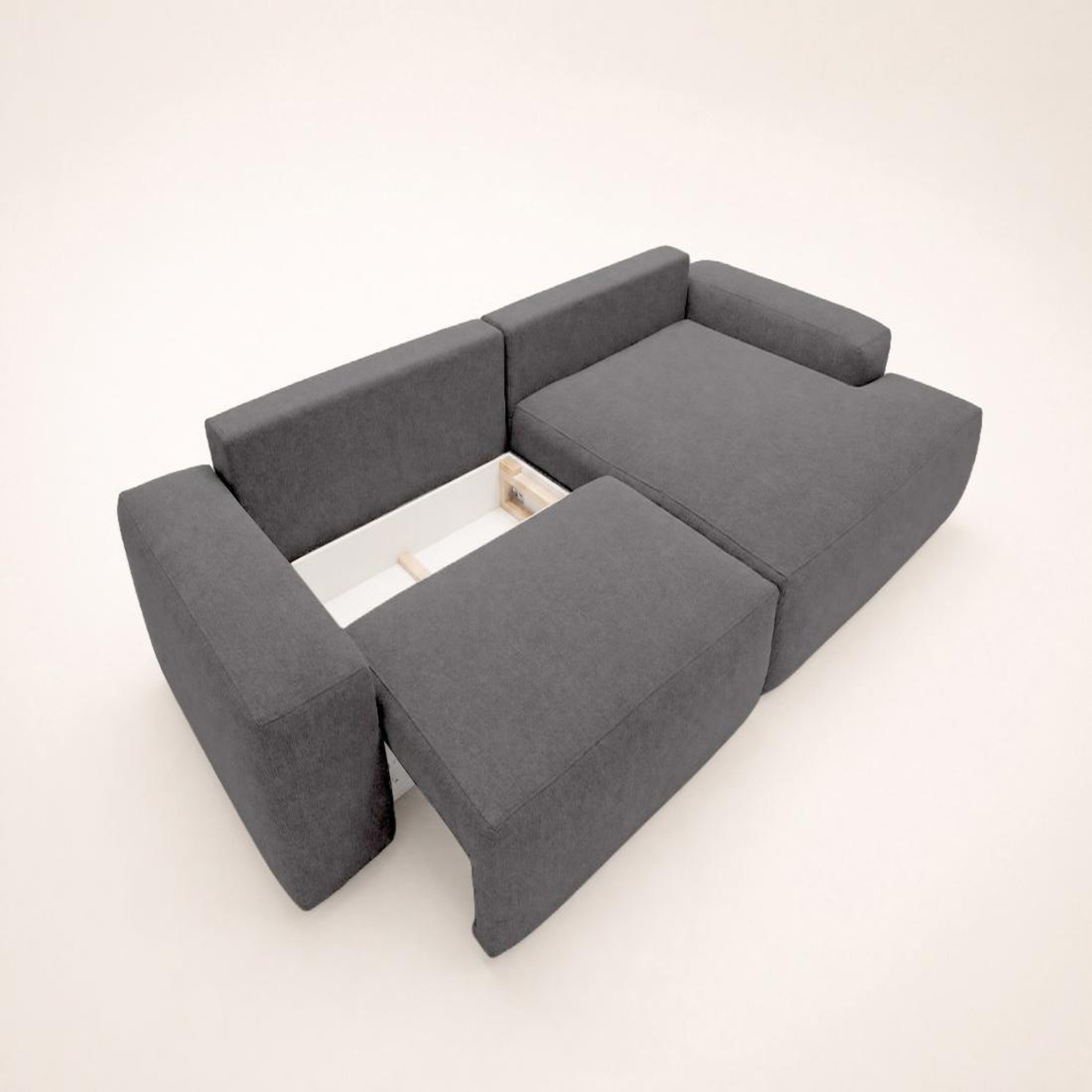 Voir la diapositive 5 : BEST MOBILIER Tama - canapé d'angle droit 4 places convertible avec coffre en tissu