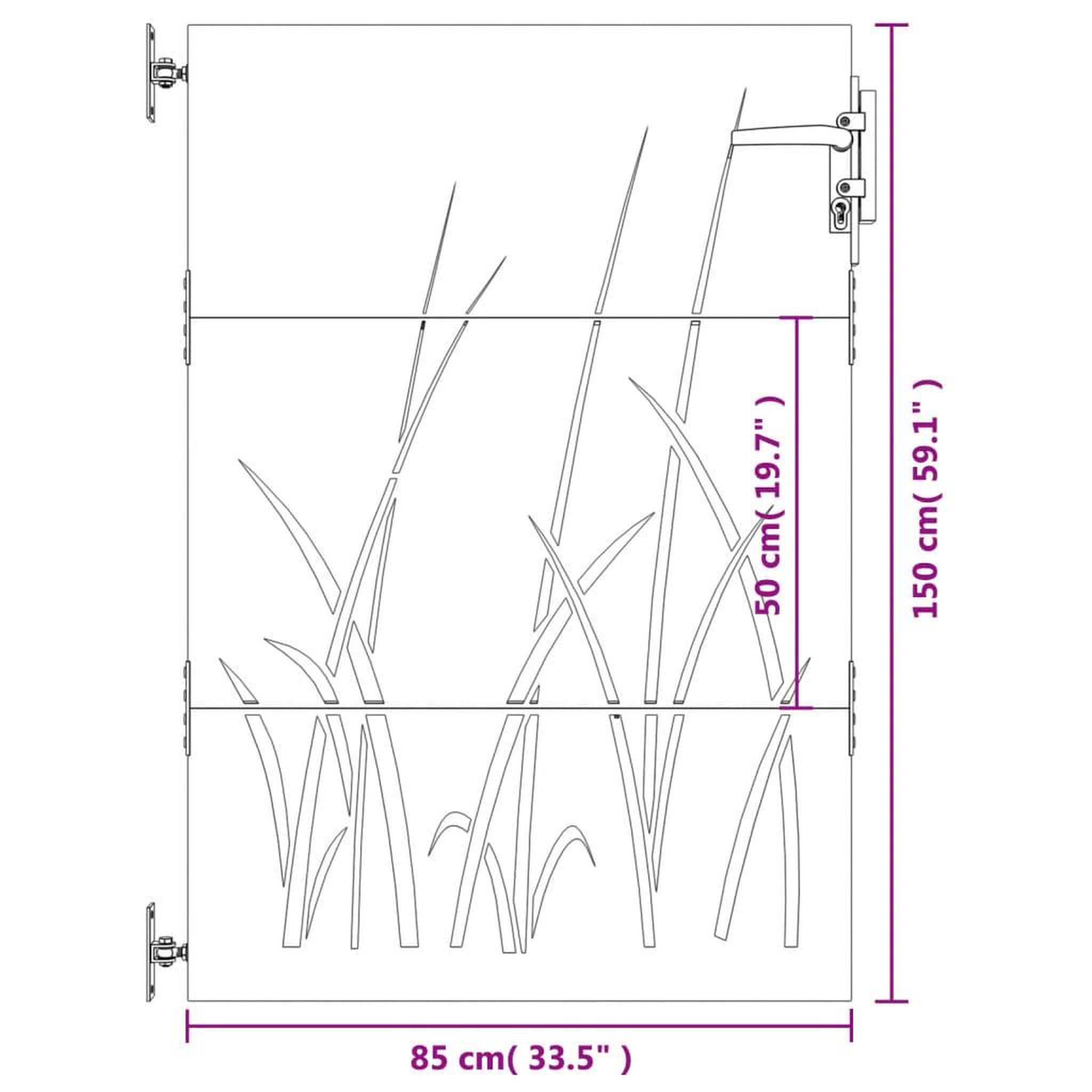 Voir la diapositive 6 : VIDAXL Portail de jardin 85x150 cm acier corten conception d'herbe