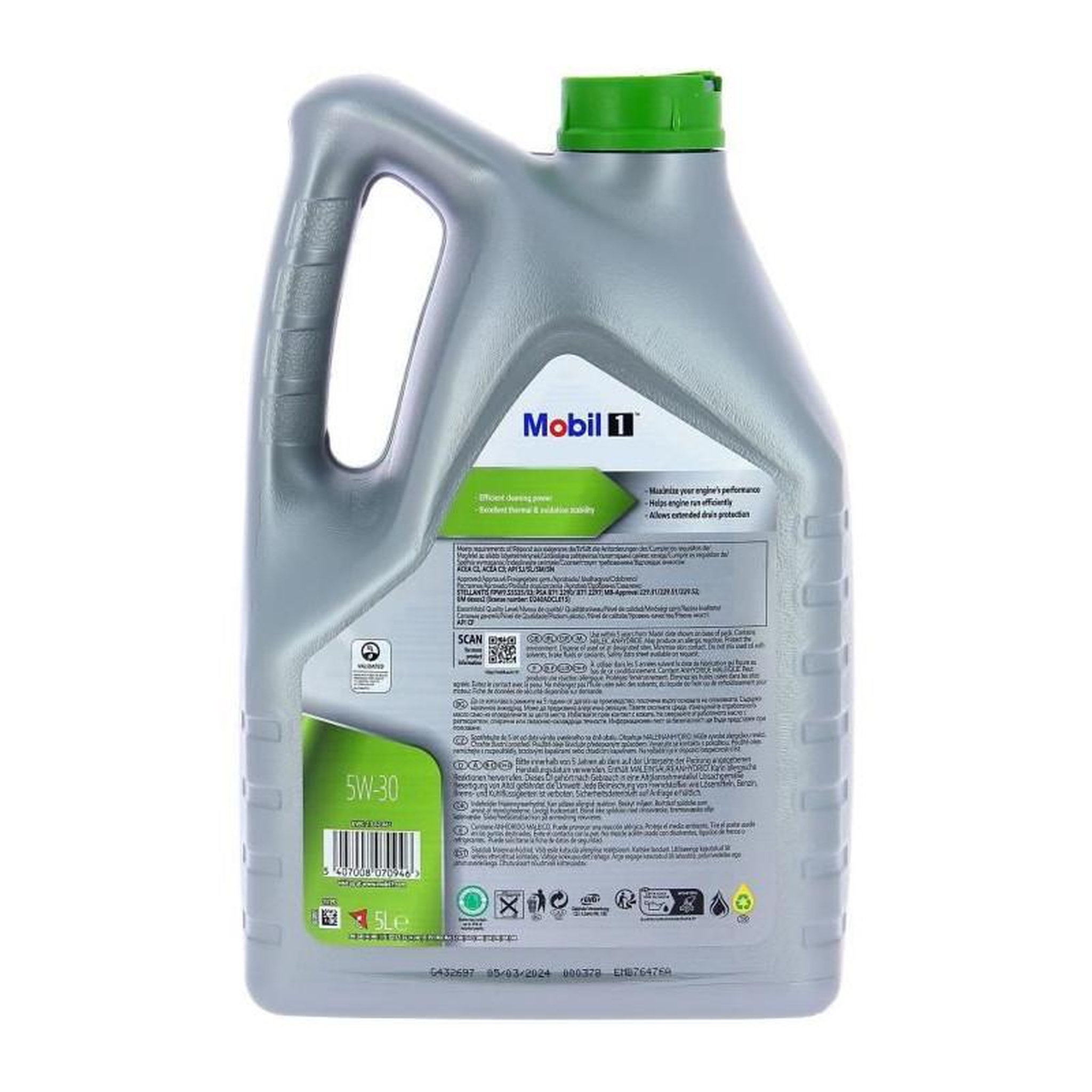 Voir la diapositive 2 : MOBIL Bidon huile de moteur - MOBIL1 - 5W30 ESP Formula P - 5 L - 4 saisons