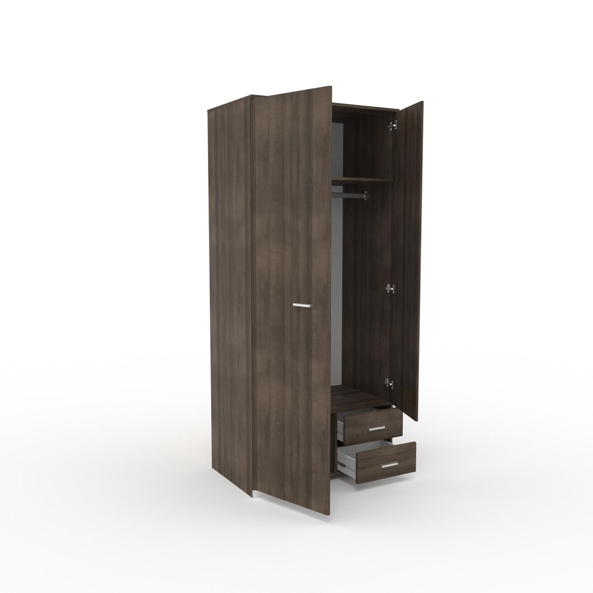 Armoire 2 portes 1 miroir 2 tiroirs L90cm FLAVIE