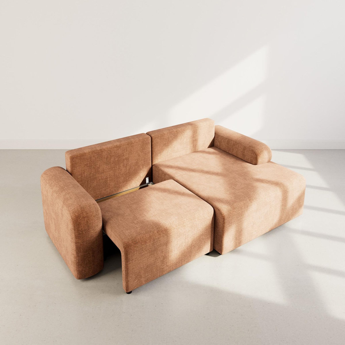 BEST MOBILIER Rebecca - canapé d'angle droit 4 places convertible avec coffre en velours texturé