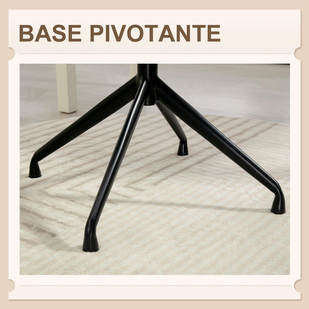 VINSETTO Chaise de bureau design - hauteur réglable, pivotante - piètement acier noir revêtement effet laine bouclée