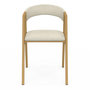 Voir la diapositive 3 : ID MARKET Lot de 4 chaises CAMILLE en métal effet bois et tissu beige avec accoudoirs