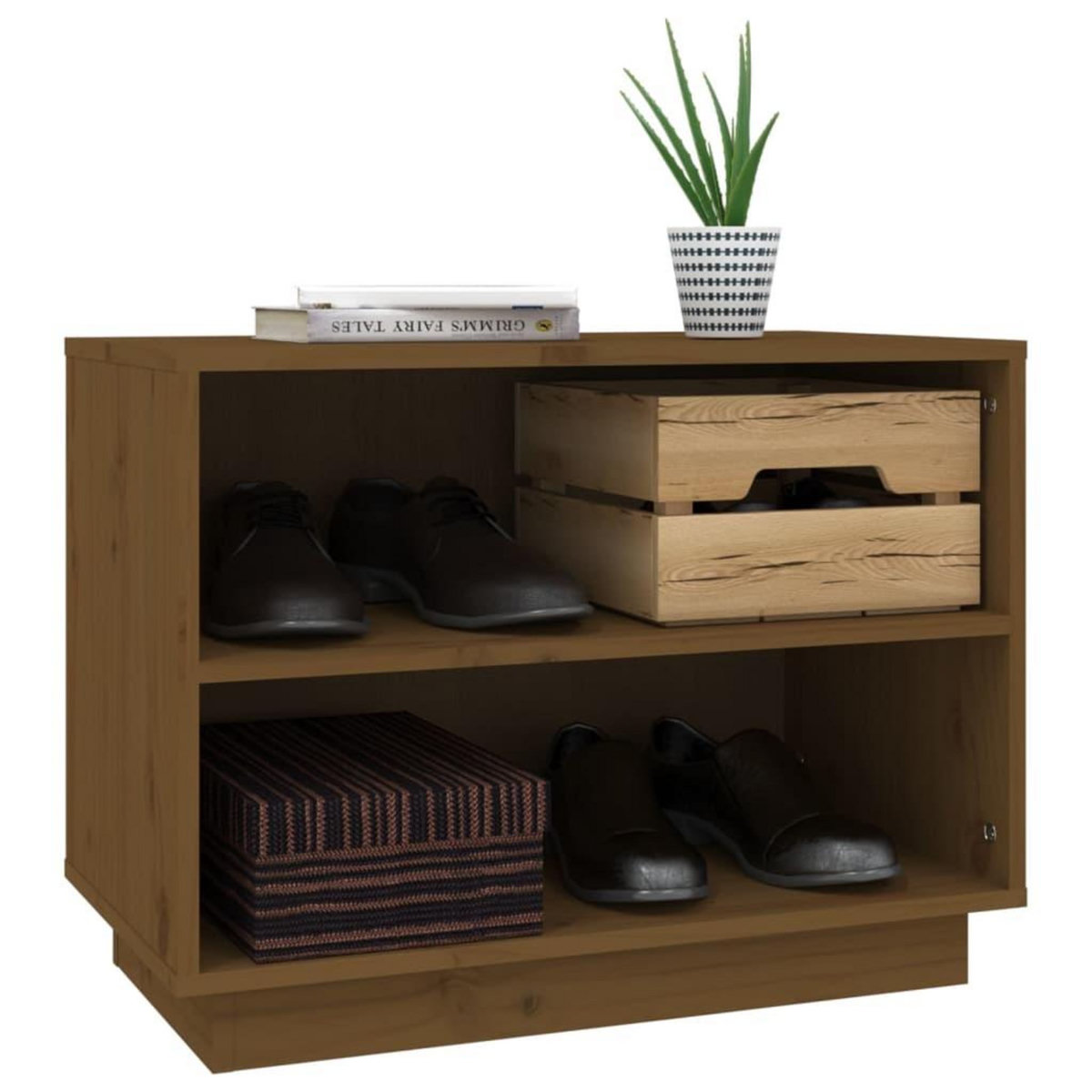 VIDAXL Armoire a chaussures Marron miel 60x34x45 cm Bois de pin massif
