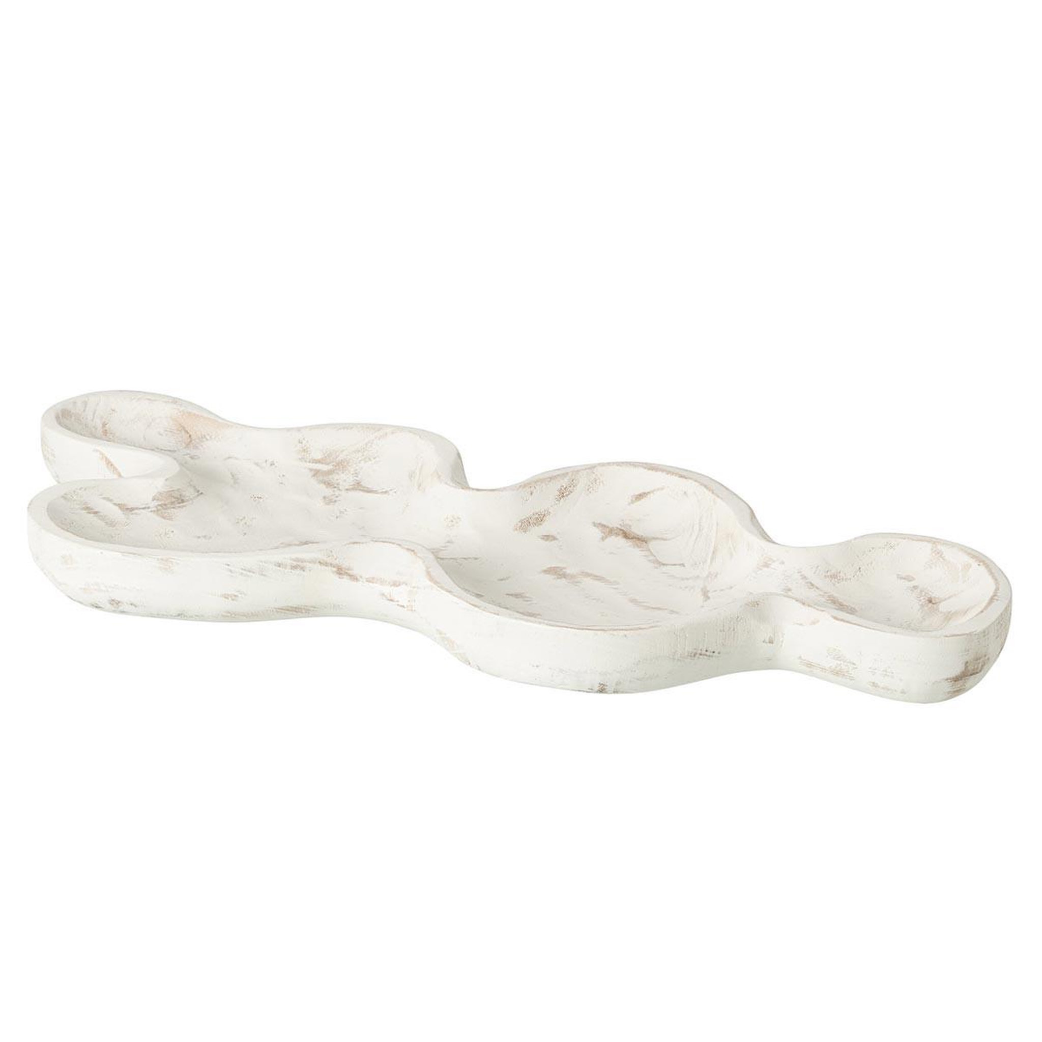J-LINE Plateau déco nuage en bois  ceylan  68cm blanc cassé