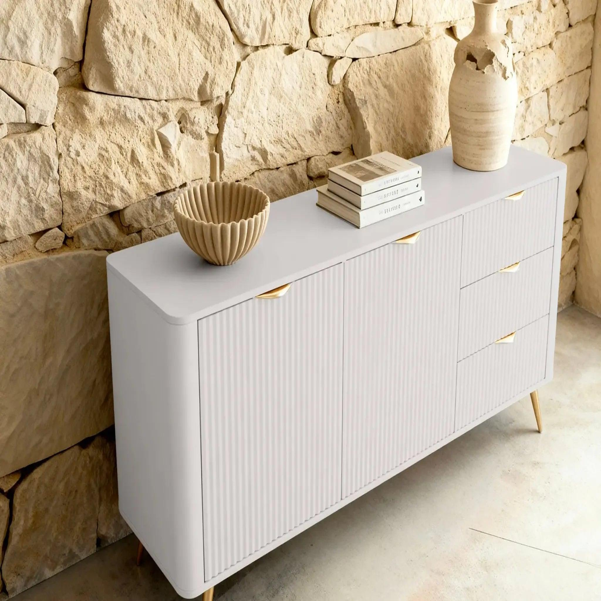 Voir la diapositive 3 : CASANOVA PARIS Joudy - buffet 2 portes 163cmeffet rainuré